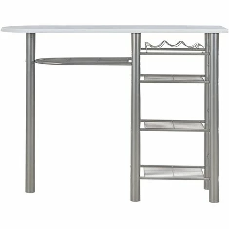 Le moins cher 🛒 Topdeal Ensemble De Bar Avec étagères 3 Pcs Bois Et Acier Blanc 🛒 6 Le moins cher 🛒 Topdeal Ensemble De Bar Avec étagères 3 Pcs Bois Et Acier Blanc 🛒 – Image 4