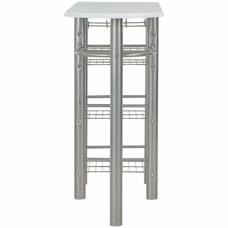 Le moins cher 🛒 Topdeal Ensemble De Bar Avec étagères 3 Pcs Bois Et Acier Blanc 🛒 7 Le moins cher 🛒 Topdeal Ensemble De Bar Avec étagères 3 Pcs Bois Et Acier Blanc 🛒 – Image 5