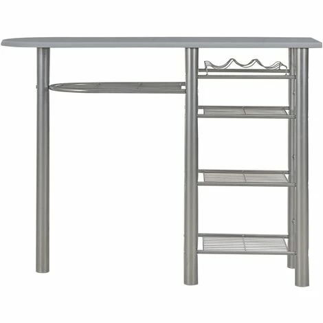 Acheter ⭐ Topdeal Ensemble De Bar Avec étagères 3 Pcs Bois Et Acier Gris ❤️ 5 Acheter ⭐ Topdeal Ensemble De Bar Avec étagères 3 Pcs Bois Et Acier Gris ❤️ – Image 3