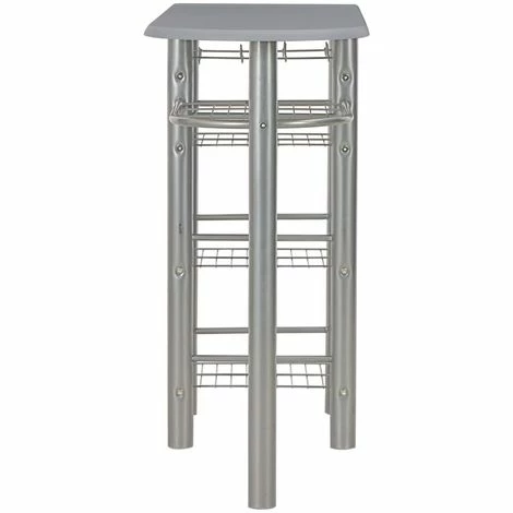 Acheter ⭐ Topdeal Ensemble De Bar Avec étagères 3 Pcs Bois Et Acier Gris ❤️ 6 Acheter ⭐ Topdeal Ensemble De Bar Avec étagères 3 Pcs Bois Et Acier Gris ❤️ – Image 4