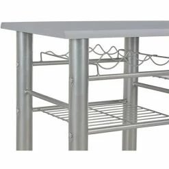 Acheter ⭐ Topdeal Ensemble De Bar Avec étagères 3 Pcs Bois Et Acier Gris ❤️ 11 Acheter ⭐ Topdeal Ensemble De Bar Avec étagères 3 Pcs Bois Et Acier Gris ❤️ -Table haute Boutique 23214793 5