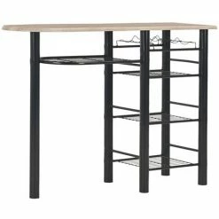 Bon marché ✨ Topdeal Ensemble De Bar Avec étagères 3 Pcs Bois Et Acier 🔔 8 Bon marché ✨ Topdeal Ensemble De Bar Avec étagères 3 Pcs Bois Et Acier 🔔 -Table haute Boutique 23214798 2