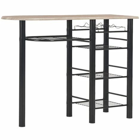 Bon marché ✨ Topdeal Ensemble De Bar Avec étagères 3 Pcs Bois Et Acier 🔔 4 Bon marché ✨ Topdeal Ensemble De Bar Avec étagères 3 Pcs Bois Et Acier 🔔 – Image 2