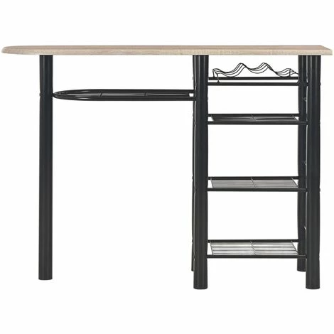 Bon marché ✨ Topdeal Ensemble De Bar Avec étagères 3 Pcs Bois Et Acier 🔔 5 Bon marché ✨ Topdeal Ensemble De Bar Avec étagères 3 Pcs Bois Et Acier 🔔 – Image 3