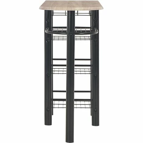Bon marché ✨ Topdeal Ensemble De Bar Avec étagères 3 Pcs Bois Et Acier 🔔 6 Bon marché ✨ Topdeal Ensemble De Bar Avec étagères 3 Pcs Bois Et Acier 🔔 – Image 4