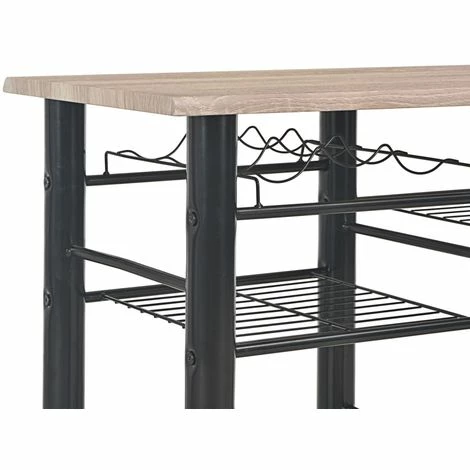 Bon marché ✨ Topdeal Ensemble De Bar Avec étagères 3 Pcs Bois Et Acier 🔔 7 Bon marché ✨ Topdeal Ensemble De Bar Avec étagères 3 Pcs Bois Et Acier 🔔 – Image 5