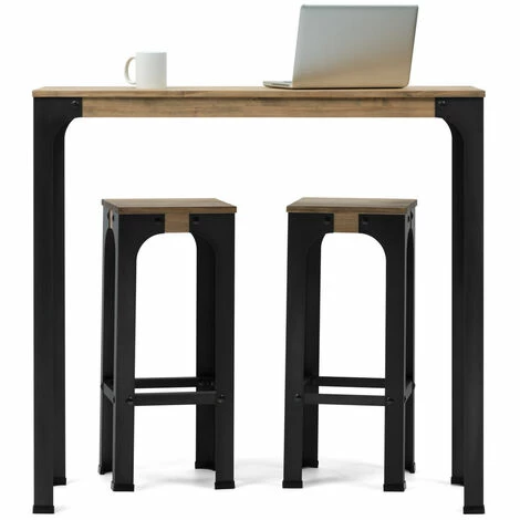 Nouveau ⌛ BOX FURNITURE Table Mange Debout Bristol – Style Industriel Vintage 39X110x108h Cm - Noir 🥰 6 Nouveau ⌛ BOX FURNITURE Table Mange Debout Bristol – Style Industriel Vintage 39X110x108h Cm - Noir 🥰 – Image 4