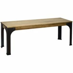 Meilleure vente 👍 BOX FURNITURE Banc Banquette Bristol – Style Industriel Vintage 39x110x46 Cm - Noir 😍