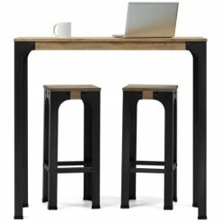 Grosses soldes 🎉 BOX FURNITURE Table Mange Debout Bristol – Style Industriel Vintage 80x80x108h Cm - Noir 🧨 -Table haute Boutique 23784740 4