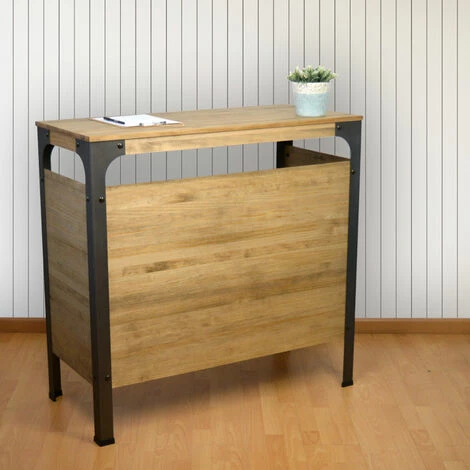 Top 10 😍 BOX FURNITURE Comptoir Commerce Ou Bar Bristol. Industriel Vintage 140x39x108 Cm - Noir ⌛ 5 Top 10 😍 BOX FURNITURE Comptoir Commerce Ou Bar Bristol. Industriel Vintage 140x39x108 Cm - Noir ⌛ – Image 3
