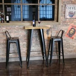 Promo 🎉 JEOBEST Table Haute Mange Debout Bar Bistrot Noir 103 Cm Pinède Et Acier - Noir - Couleur Du Bois Naturel 😀 11 Promo 🎉 JEOBEST Table Haute Mange Debout Bar Bistrot Noir 103 Cm Pinède Et Acier - Noir - Couleur Du Bois Naturel 😀 -Table haute Boutique 24110054 5