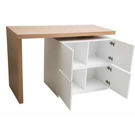 Vente flash ⌛ MILIBOO îlot - Table De Bar Modulable Avec Rangement Blanc Mat Et Chêne H91 Cm MAX - Blanc Mat 🥰 4 Vente flash ⌛ MILIBOO îlot - Table De Bar Modulable Avec Rangement Blanc Mat Et Chêne H91 Cm MAX - Blanc Mat 🥰 – Image 2