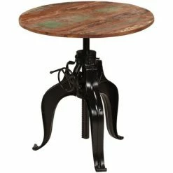 Vente flash 🥰 ASUPERMALL Table De Bar Bois De Recuperation Massif 75 X (76-110) Cm 🔔 -Table haute Boutique 24392233 3