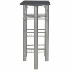 Offres 🔔 YOUTHUP Ensemble De Bar Avec étagères 3 Pcs Bois Et Acier Noir - Noir 😀 -Table haute Boutique 24527968 4