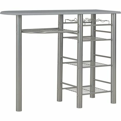 De gros ⭐ YOUTHUP Ensemble De Bar Avec étagères 3 Pcs Bois Et Acier Gris - Gris 👍 4 De gros ⭐ YOUTHUP Ensemble De Bar Avec étagères 3 Pcs Bois Et Acier Gris - Gris 👍 – Image 2