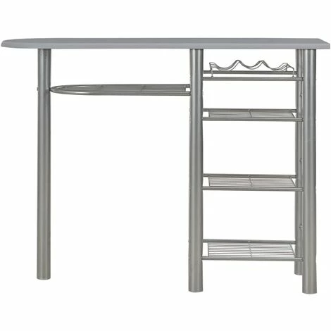 De gros ⭐ YOUTHUP Ensemble De Bar Avec étagères 3 Pcs Bois Et Acier Gris - Gris 👍 5 De gros ⭐ YOUTHUP Ensemble De Bar Avec étagères 3 Pcs Bois Et Acier Gris - Gris 👍 – Image 3