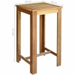 De gros 🎁 Hommoo Table Et Tabourets De Bar 3 Pcs Bois D'acacia Massif HDV12591 🎉 -Table haute Boutique 25069697 5