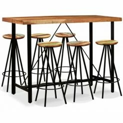 Budget 💯 Hommoo Ensemble De Bar 7 Pcs Bois De Sesham Massif Et Recycle HDV18069 🧨