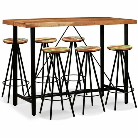 Budget 💯 Hommoo Ensemble De Bar 7 Pcs Bois De Sesham Massif Et Recycle HDV18069 🧨 3 Budget 💯 Hommoo Ensemble De Bar 7 Pcs Bois De Sesham Massif Et Recycle HDV18069 🧨
