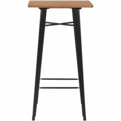Meilleure vente ✨ Hommoo Mobilier De Bar 3 Pcs Acier Noir Et Marron HDV19631 🛒 -Table haute Boutique 25081584 3