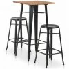 Meilleur prix ❤️ Hommoo Mobilier De Bar 3 Pcs Acier Noir HDV19632 😉 -Table haute Boutique 25081593 1