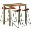 Promo ⌛ Hommoo Ensemble De Bar 5 Pcs Bois De Recuperation Et Cuir Veritable HDV21083 🥰 -Table haute Boutique 25084698 1