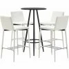 Meilleure vente 🧨 Hommoo Ensemble De Bar 5 Pcs Similicuir Blanc HDV21887 🧨 -Table haute Boutique 25086507 1