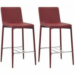 Sortie ❤️ Hommoo Ensemble De Bar 3 Pcs Similicuir Rouge Bordeaux HDV21894 🔔 -Table haute Boutique 25086537 5