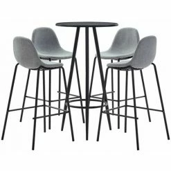 Budget 🔔 Hommoo Ensemble De Bar 5 Pcs Tissu Gris Clair HDV21905 ✨