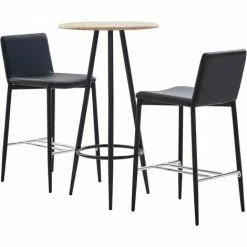 De gros 🎁 Hommoo Ensemble De Bar 3 Pcs Similicuir Noir HDV21976 🛒