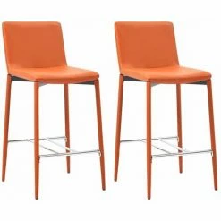 Promo ⭐ Hommoo Ensemble De Bar 3 Pcs Similicuir Orange HDV21989 😉 -Table haute Boutique 25087076 5