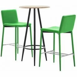Tout neuf 🌟 Hommoo Ensemble De Bar 3 Pcs Similicuir Vert HDV21993 🎉