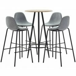 Meilleure affaire ⭐ Hommoo Ensemble De Bar 5 Pcs Tissu Gris Clair HDV21996 🔥