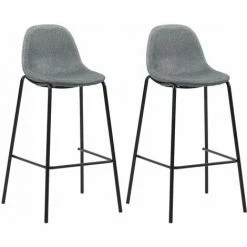Meilleure affaire ⭐ Hommoo Ensemble De Bar 5 Pcs Tissu Gris Clair HDV21996 🔥 -Table haute Boutique 25087137 5
