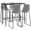 Nouveau 🔔 Hommoo Ensemble De Bar 5 Pcs Plastique Gris HDV22008 🧨 -Table haute Boutique 25087246 1