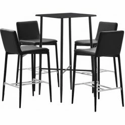Meilleure affaire 🛒 Hommoo Ensemble De Bar 5 Pcs Similicuir Noir HDV22087 💯