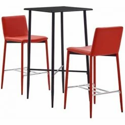 Tout neuf ✨ Hommoo Ensemble De Bar 3 Pcs Similicuir Rouge HDV22094 ⭐