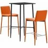 Grosses soldes 🎉 Hommoo Ensemble De Bar 3 Pcs Similicuir Orange HDV22100 ✔️