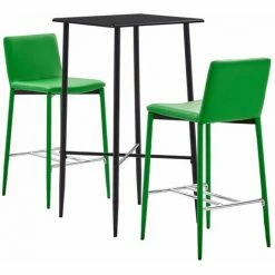 Nouveau 🧨 Hommoo Ensemble De Bar 3 Pcs Similicuir Vert HDV22104 🥰