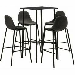Acheter ⭐ Hommoo Ensemble De Bar 5 Pcs Tissu Gris Fonce HDV22109 🤩