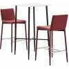 Budget ✨ Hommoo Ensemble De Bar 3 Pcs Similicuir Rouge Bordeaux HDV22147 🌟
