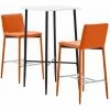 Meilleur prix 😍 Hommoo Ensemble De Bar 3 Pcs Similicuir Orange HDV22151 🥰 -Table haute Boutique 25087724 1