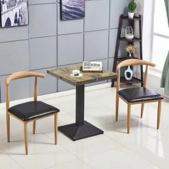 Meilleur prix 👏 OOBEST Table 60x60 Carrée Avec Pied Central Pour Bar Bistrots | Marron Verni En Noir 🎉 -Table haute Boutique 25087819 5