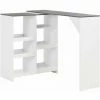 Budget 🔥 Hommoo Table De Bar Avec Tablette Amovible Blanc 138 X 40 X 120 Cm HDV22377 👍