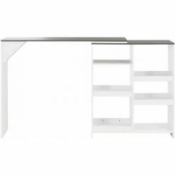 Budget 🔥 Hommoo Table De Bar Avec Tablette Amovible Blanc 138 X 40 X 120 Cm HDV22377 👍 10 Budget 🔥 Hommoo Table De Bar Avec Tablette Amovible Blanc 138 X 40 X 120 Cm HDV22377 👍 -Table haute Boutique 25087952 4