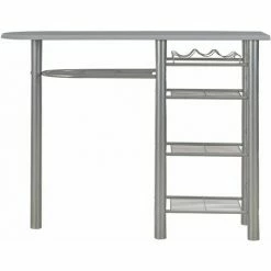 Bon marché 🎁 Hommoo Ensemble De Bar Avec Etageres 3 Pcs Bois Et Acier Gris HDV24939 👏 -Table haute Boutique 25137513 3