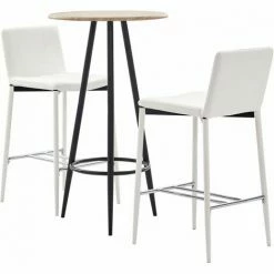 Meilleur prix 🛒 Hommoo Ensemble De Bar 3 Pcs Similicuir Blanc HDV33092 🥰