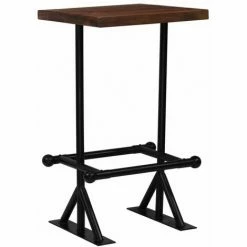 Bon marché 🛒 Hommoo Table De Bar Bois De Recuperation Massif Marron 60x60x107 Cm HDV11371 🌟
