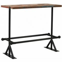 Meilleure affaire 🥰 Hommoo Table De Bar Bois Massif Recycle Multicolore 120 X 60 X 107 Cm HDV11376 ✔️