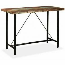 Bon marché 🎉 Hommoo Table De Bar Bois Massif De Recuperation 150 X 70 X 107 Cm HDV11430 🧨